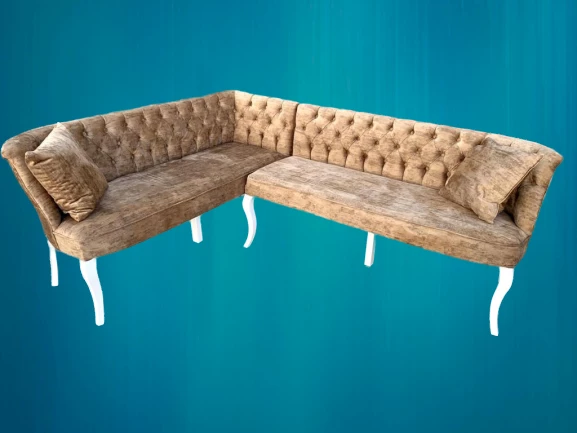 Köşe Takım 14555 Chester Model Ahşap Kayın Ayak ASLAN Babyfac Kahverengi El Yapım ürün görseli 1