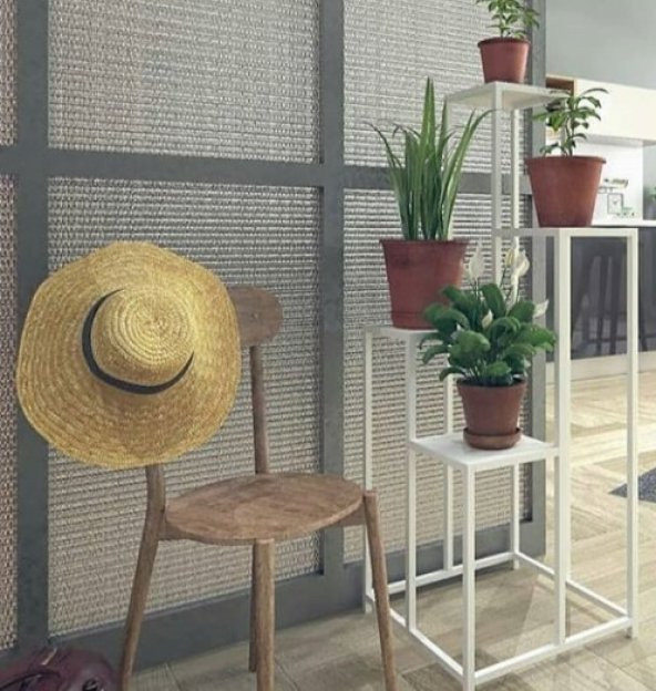Çiçeklik Zlf 14090 Dekoratif Kule Model Metal Çelik Beyaz Statik Boya El Yapım ürün görseli 1