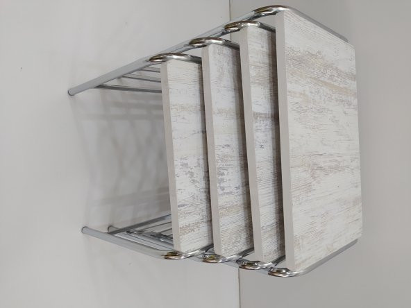 Zigon Sehpa 14005 Demet Metal Model Nikelaj Ayak Ahşap Dalga Desen El Yapım ürün görseli 1