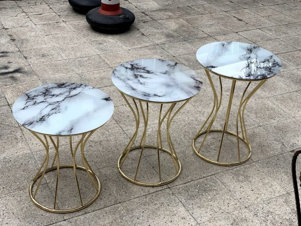 Brc Zigon 13889 KUM SAATİ Beyaz Mermer cam tabla Metal GOLD Renk Kaplama El Yapım ürün görseli 1