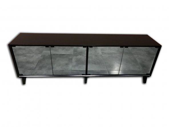 TV Sehpa 13722 ST Modern Konik Ayna Parlak Gri modern Kayın etro ayak 160 Elyapı ürün görseli 1