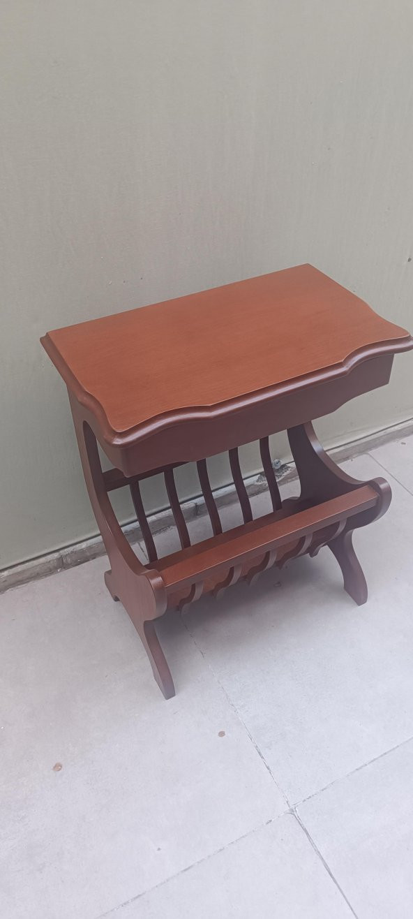 Gazete 13683 Sehpa Model Kayın MDF Torna tabla Parlak Ceviz Boya Tutmalı El Yapım ürün görseli 1