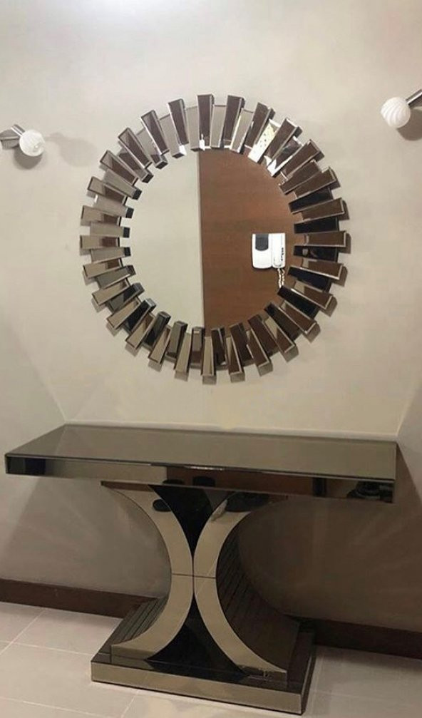 Dresuar 13685 GÜNEŞ SANEL Model Kayın Torna Cam Ayna Kaplam Yuvarlak ayna El yapı ürün görseli 1