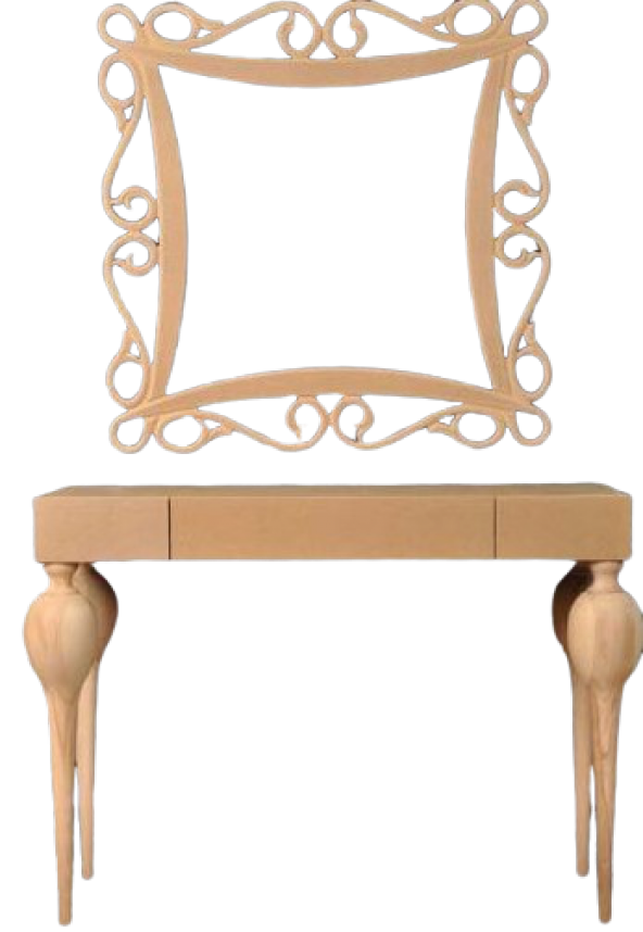 Dresuar 13502 Tombul Model Kayın Retro Ham Ayak MDF Tabla CNC Nakış Ayna Çerçeve ürün görseli 1