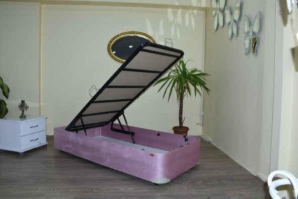Baza Sandıklı 13426 TAY TÜY PEMBE  Kumaş MODEL Metal Fırın Boya 90*190 El Yapım ürün görseli 1