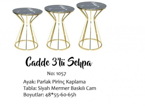 Brc Zigon 13387 Cadde Model Metal Gold renk kaplama Siyah mermer Temper cam ürün görseli 1