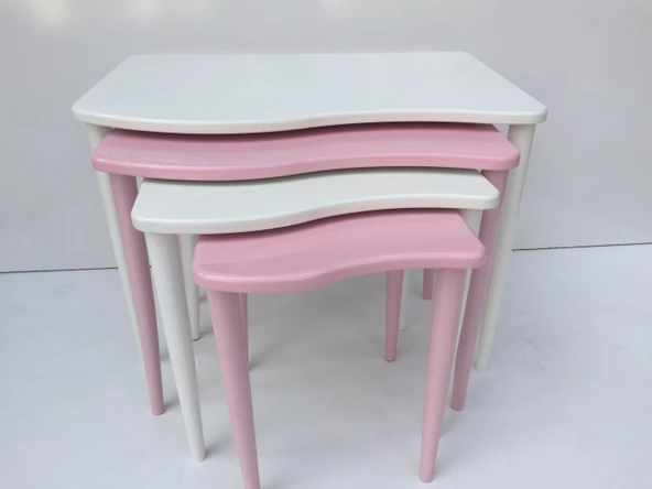Zigon 13226 S Model Kayın RETRO Ayak Parlak pembe-beyaz renk MDF Tabla Elyapım ürün görseli 1