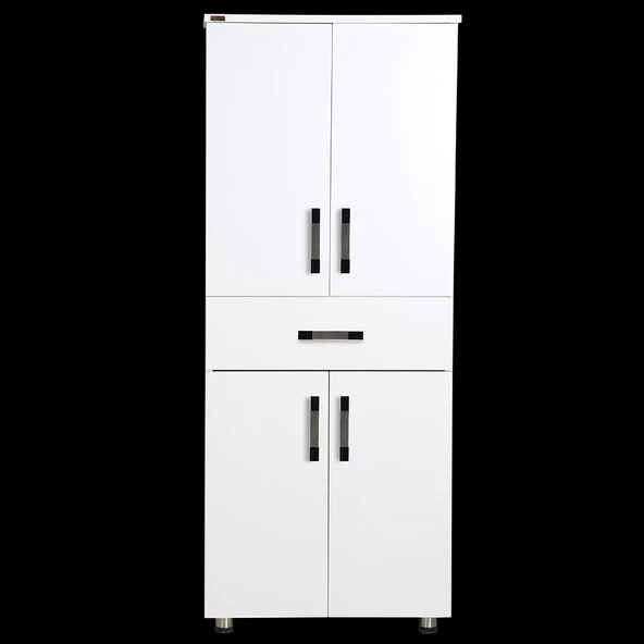Çok Amaçlı 12940 Dolap Model Hard Parlak BEYAZ Suntalem 4Raf 1Çekm 180 El Yapım ürün görseli 1