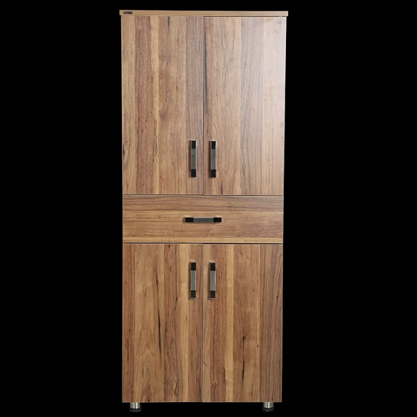 Çok Amaçlı 12938 Dolap Hard Model Parlak CEVİZ Suntalem 5 Raf 1Çekm 180 El Yapım ürün görseli 1