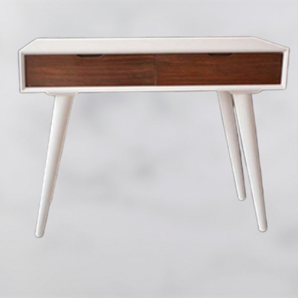 Dresuar 12914 Torna Retro Ahşap Kayın ayak MDF tabla Beyaz-CEVİZ uyum El Yapım ürün görseli 1