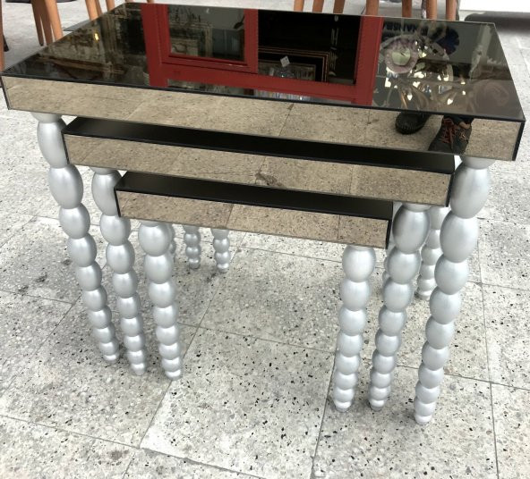 Zigon Sehpa 12459 Elma Model Beyaz Parlak Ayna Kaplama Tabla Ahşap Kayın El Yapım ürün görseli 1