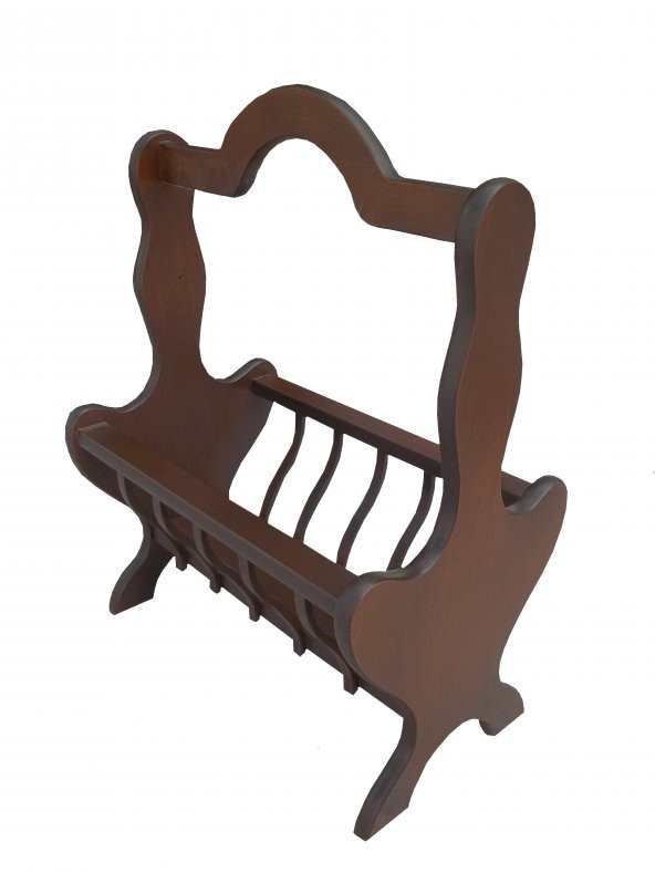 Gazete Sehpa 12621 Model Kayın MDF Torna tabla Parlak Ceviz Boya Tutmalık El Yapı ürün görseli 1