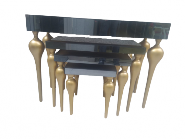 Dresuar-Zigon 12387 TOMBUL ayak Model Kayın MDF tabla gold Boya Füme cam Kaplam ürün görseli 1
