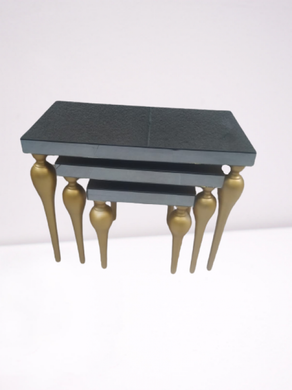 Zigon ILGZ 12386 TOMBUL Model Kayın MDF tabla gold ayak Füme cam Kaplama Elyapım ürün görseli 1
