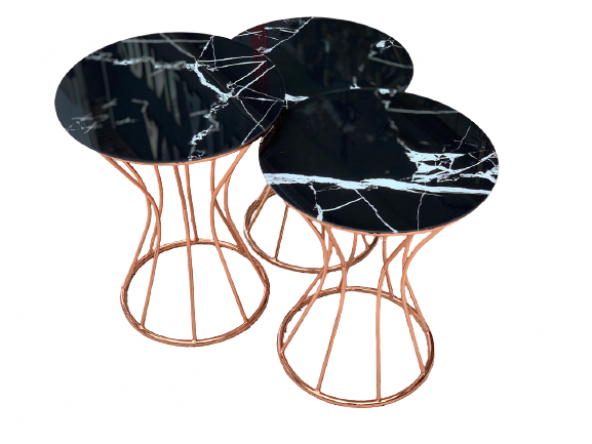 Brc Zigon 12168 KUM SAATİ Model SİYAH Mermer Desn Metal ROSE Renk Kaplam El yapım ürün görseli 1