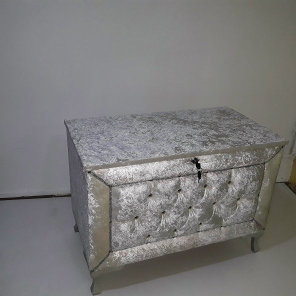 Çeyiz Sandık 12348 Kapiton Büyük Model PEMBE Kadife Kumaş İçi siyah Tela El yapım ürün görseli 1