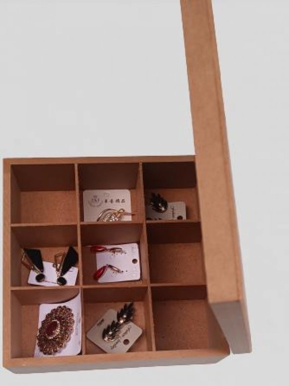Hobi 90028 Dekoratif Model Takı Kutusu Bölmeli Ahşap HAM MDF El Yapımı ürün görseli 1