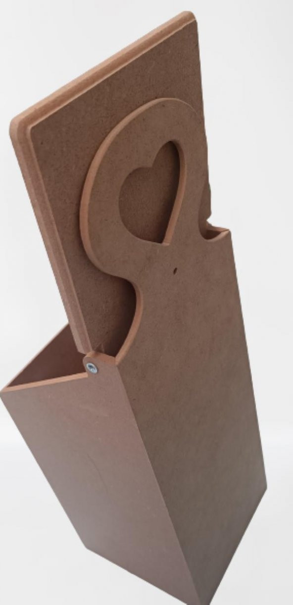 Hobi ERDL 90045 Dekoratif Model Poşet Kutusu Ahşap MDF HAM  kalpli El Yapımı ürün görseli 1
