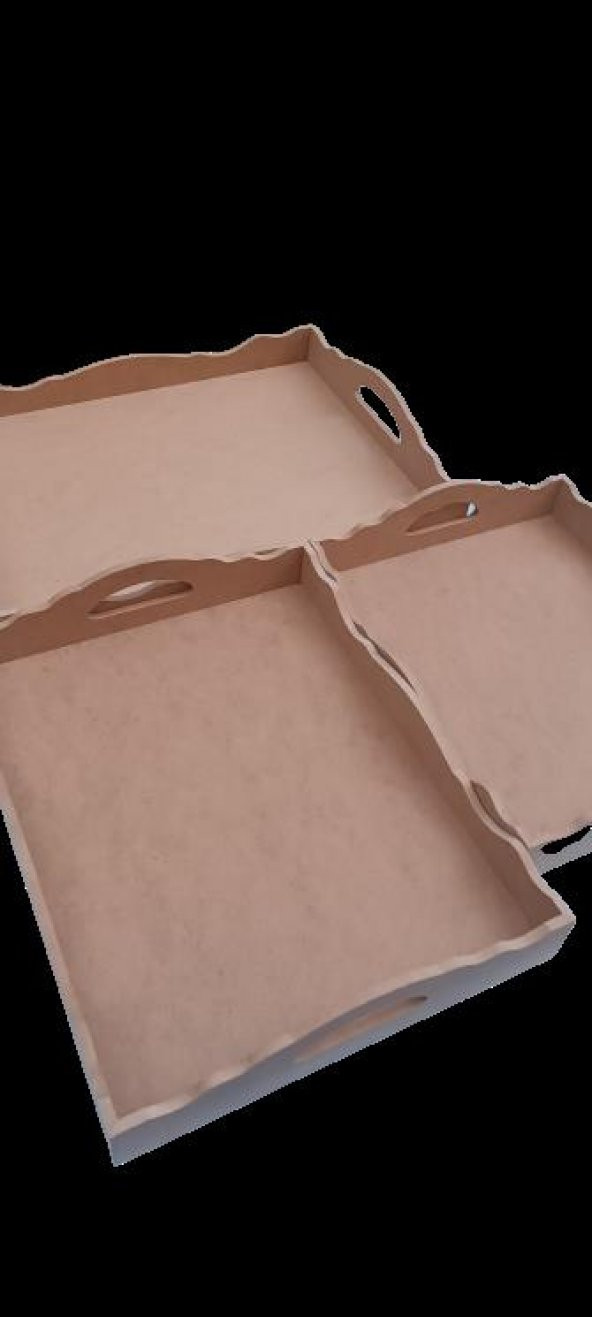 Hobi ERDL 90035 Dekoratif tepsi Seti Üçlü Model HAM Ahşap MDF El yapımı ürün görseli 1