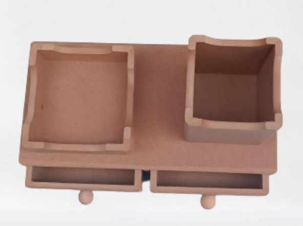 Hobi adn 90066 Dekoratif Kalemlik Set İkili Model HAM MDF Ahşap Çekmece El yapımı ürün görseli 1