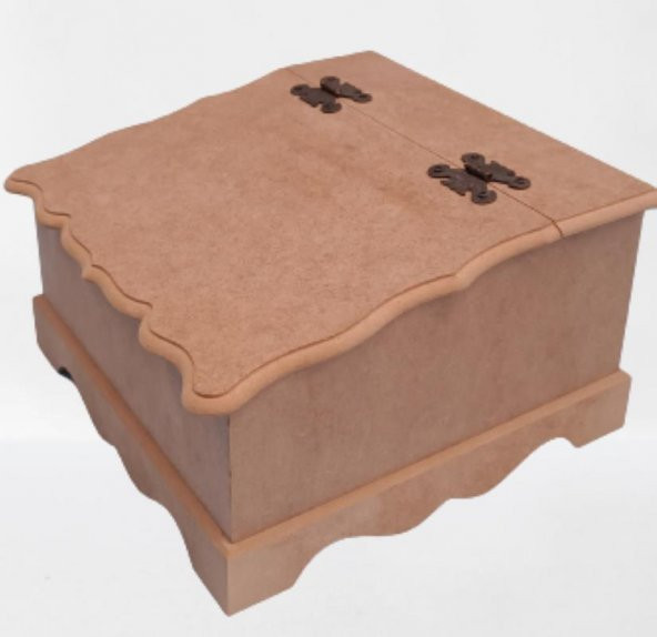 Hobi ERDL 90068 Dekoratif Çay Kutu Ahşap MDF HAM cnc itinalı paket kargo El Yapım ürün görseli 1