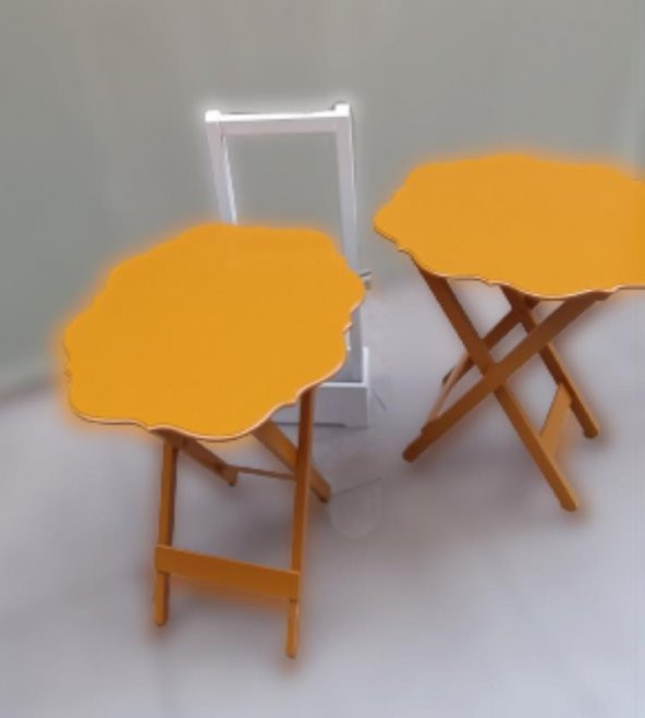 Zigon Çanta 90076 Sehpa Yonca Model 2 li Tk Ahşap MDF Hardal Renk Uyum El Yapım ürün görseli 1