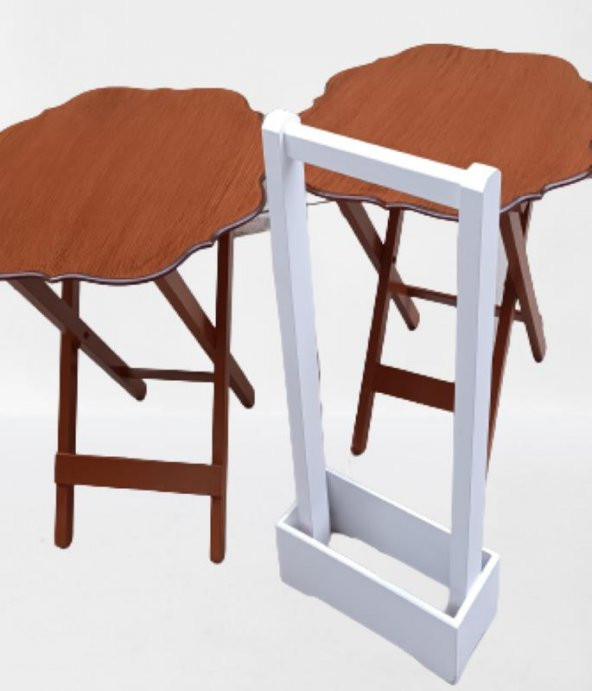 Zigon Çanta 90080 Sehpa Yonca Model 2 li Tk Ahşap MDF Parlak Ceviz Renk Kutu sevk ürün görseli 1