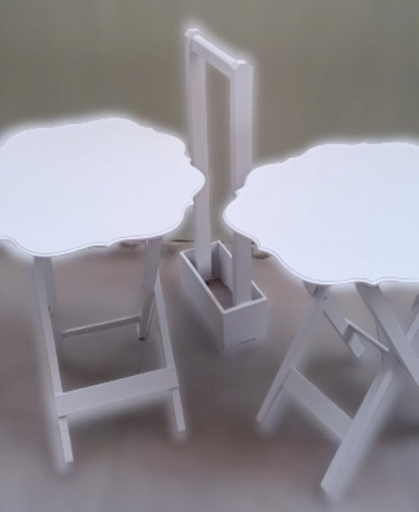 Zigon Çanta 90084 Yonca Model İkili Takım Ahşap Mdf Beyaz  Renk Uyumu El Yapımı ürün görseli 1
