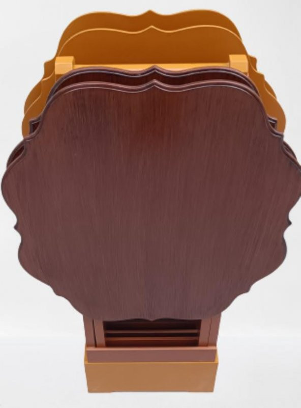 Zigon Çanta 90085 Sehpa Yonca Model Ahşap MDF Ceviz ve Hardal Renk Uyum El Yapım ürün görseli 1