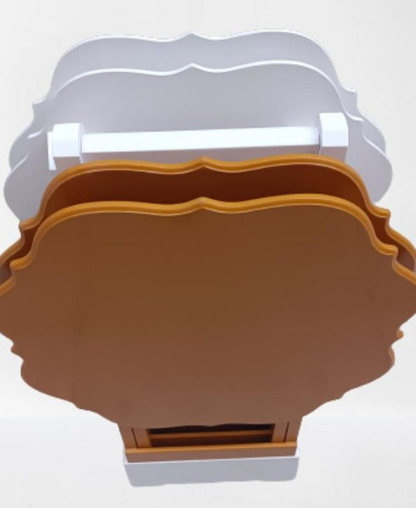 Zigon Çanta 90086 Yonca Dörtlü 90086 Ahşap MDF Beyaz ve Hardal Renk Uyum El Yapım ürün görseli 1