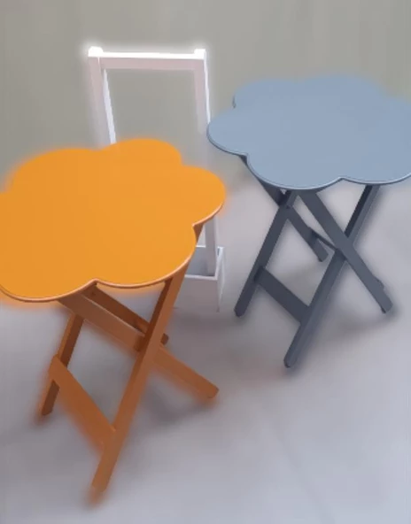 Zigon Çanta 90096 Papatya Model 2li Tk Ahşap MDF Hardal ve Gri Renk Uyum El Yapım ürün görseli 1
