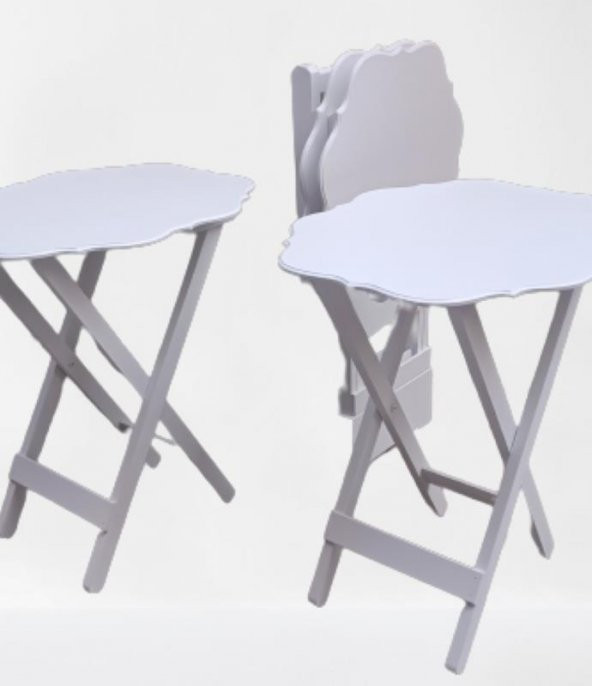 Zigon Çanta 90094 Sehpa Yonca Takım Model Ahşap MDF Parlak Beyaz Lake Renk Elyapı ürün görseli 1