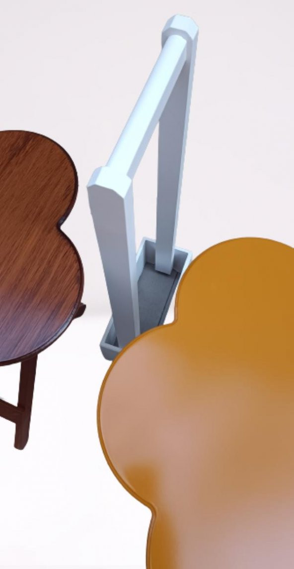 Zigon Çanta 90098 Sehpa Papatya Model 2li Tk Ahşap MDF Hardal-Beyaz Uyum El Yapım ürün görseli 1