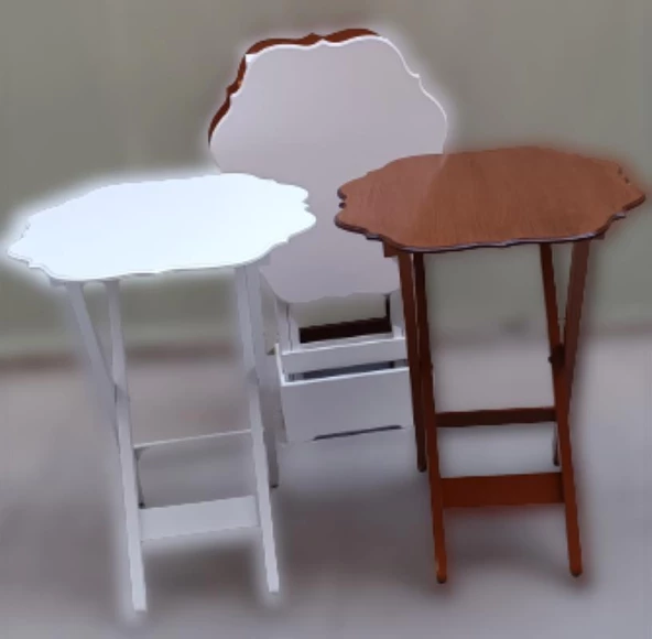 Zigon Çanta 90092 Sehpa Yonca Model Ahşap MDF Ceviz ve Beyaz Renk Uyum El Yapım ürün görseli 1
