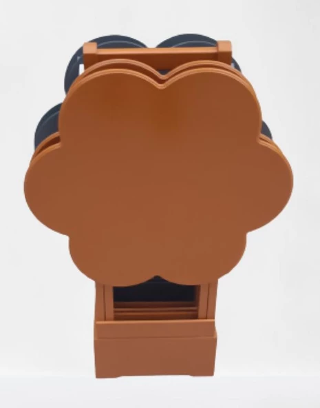 Zigon Çanta 90108 Sehpa Papatya Model Ahşap MDF Gri ve Hardal Renk Uyum El Yapım ürün görseli 1