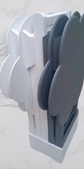 Zigon Çanta 90112 Papatya sehpa Model Ahşap Mdf Beyaz ve Gri Renk Uyum El Yapım ürün görseli 1