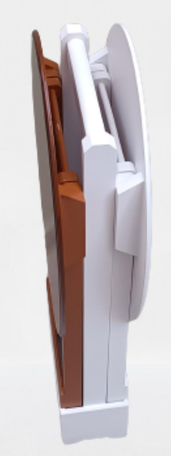 Zigon Çanta 90125 Sehpa Oval Model İkili Takım Mdf Ceviz-Beyaz Renk Uyum El Yapım ürün görseli 1