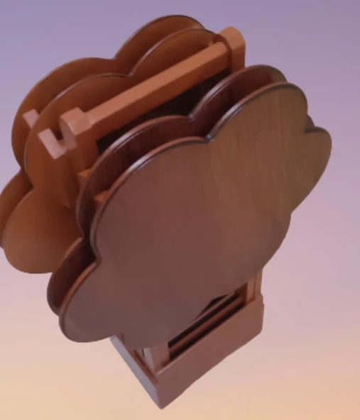 Zigon Çanta 90111 Papatya Dörtlü Model Ahşap MDF nature Ceviz Renk El Yapım ürün görseli 1