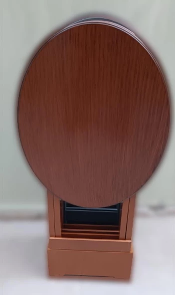 Zigon Çanta 90131 Oval Model Dörtlü Ahşap Mdf Ceviz ve Gri  Renk Uyumu El Yapımı ürün görseli 1