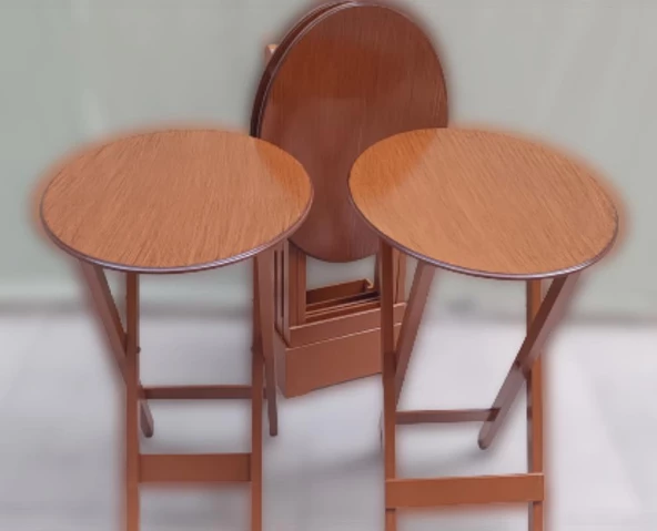Zigon Çanta OVAL 90135 Dörtlü Model Ahşap MDF Parlak Ceviz Lake El Yapımı ürün görseli 1