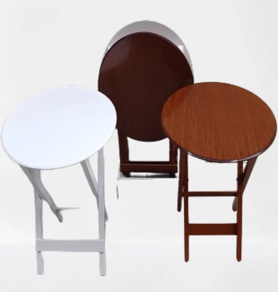 Zigon Çanta 90134 Sehpa Oval Dörtlü Model Ahşap MDF Beyaz ve Ceviz Uyum El Yapım ürün görseli 1