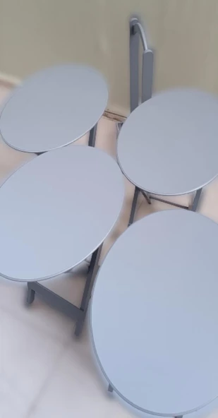 Zigon Çanta 90133 Sehpa Oval sehpa 90133 Model Dörtlü Ahşap MDF Gri Renk El Yapım ürün görseli 1