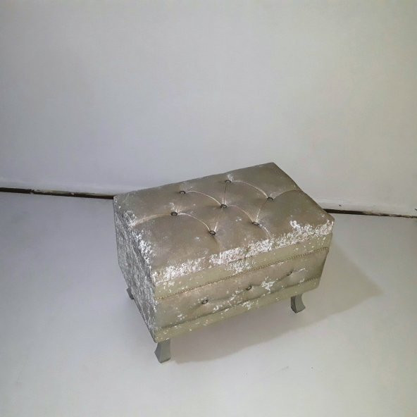 Çeyiz Sandık 121349 mini Krem Kapitone KÜÇÜK Model KREM Kadife Kumaş İçi Tela ürün görseli 1