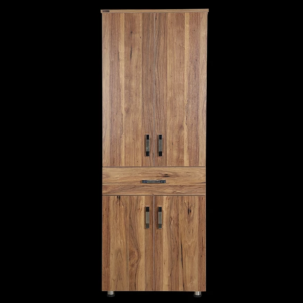 Çok Amaç 12688 Dolap 180 Model Hard Parlak CEVİZ Suntalem 4Raf 1Çekmec El Yapım ürün görseli 1