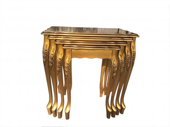 Zigon 17697 Klasik Model Sehpa Parlak GOLD renk Kayın El Oyma Aslan Ayak El Yapım ürün görseli 1
