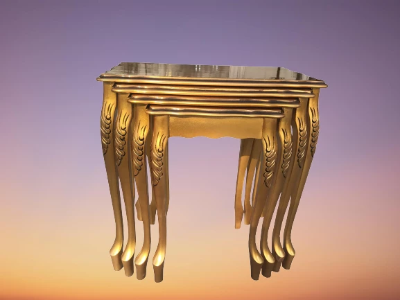 Zigon ST 17936 Klasik Model sehpa Parlak Gold renk Kayın Aslan Oyma Ayak El Yapım ürün görseli 1