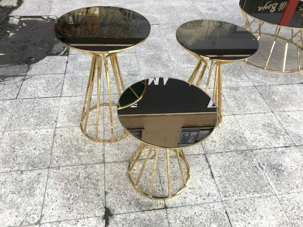 Brc 18064 CADDE Zigon Sehpa Metal Gold renk kaplam düz Siyah Temper cam El Yapım ürün görseli 1