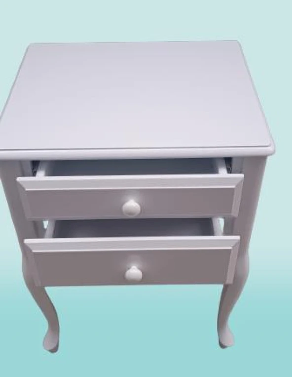 Komodin 12526 Aslan model Klasik Parlak Beyaz Natüre Eskitme Kulp Kayın El Yapım ürün görseli 1