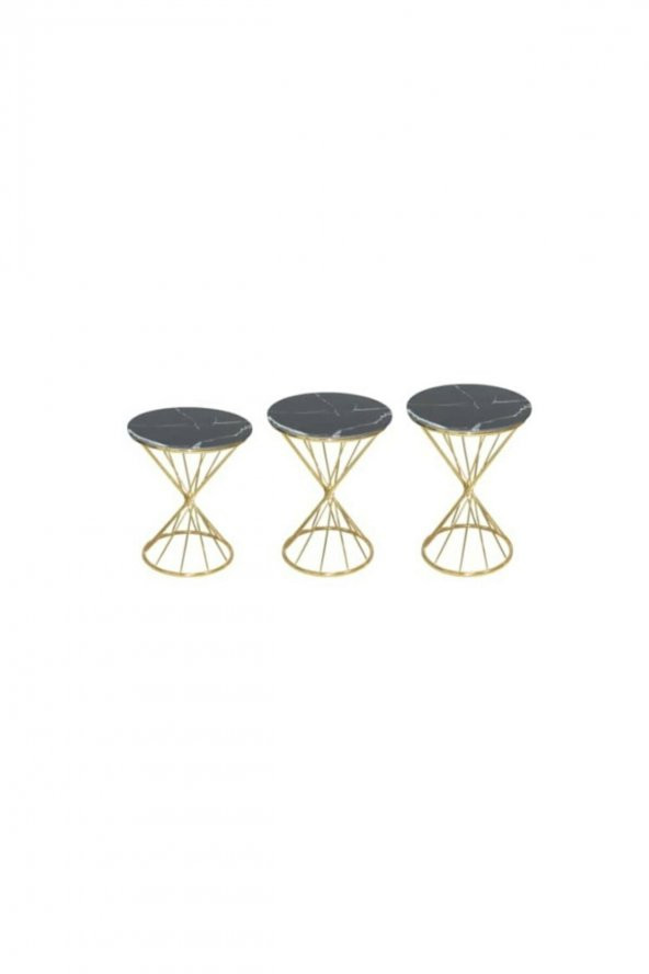 Brc18512 RİVOLİ Zigon Model Metal Gold Renk Siyah mermer temper Tabla Cam El Yapı ürün görseli 1
