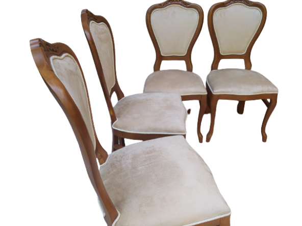 Sandalye 18485 Ceviz Klasik Model Kayın ASLAN Ayak Oyma Ceviz babayface kumaş ürün görseli 1